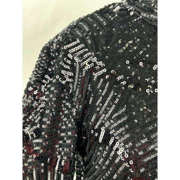 NWT Anthropologie Maeve Womens Large Dress Mini Sequin Mock Neck Black Open Back - Picture 16 of 16